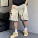 Men's Summer Casual Retro Distressed Ripped Denim Shorts Straight Leg Loose Fit Trendy Five Point Pants_mkmklike.com