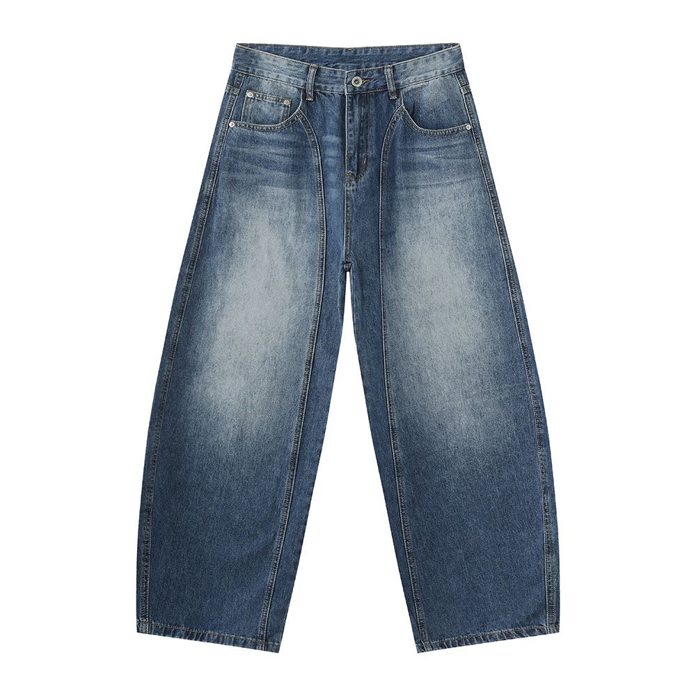 Nordmann MTLCLOTHES Men's Clothing|Korean Version Vibe Vintage Casual Scimitar Loose Wide-Leg Washed Denim Pants_mkmklike.com