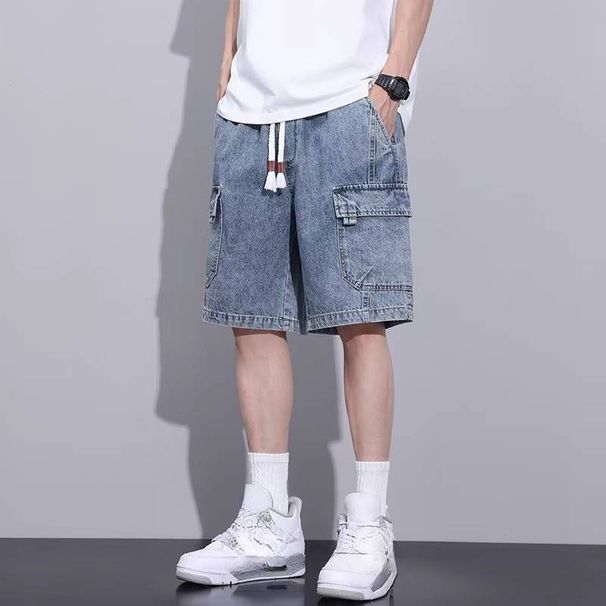 Men's Clothing Workwear Denim Shorts Men's Summer Thin Fashion Loose Retro High Street Five Point Pants_mkmklike.com