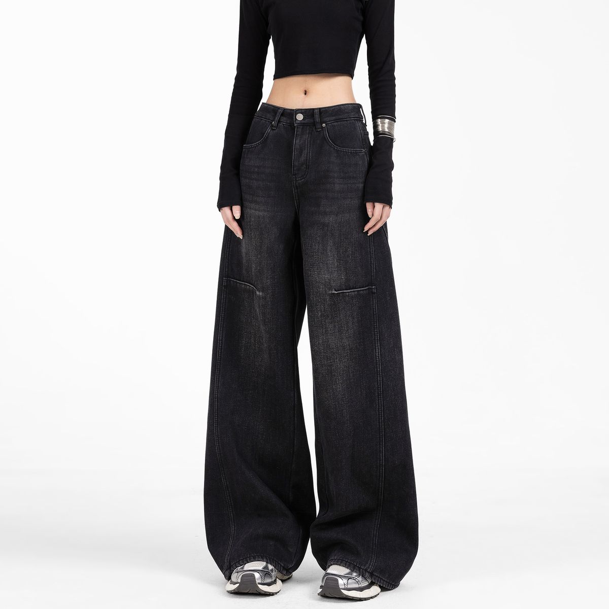Scimitar Wide Leg Jeans for Women Loose Fit Slimming Versatile Floor Length Sickle Shaped Pants American Retro Style New Summer 2025_mkmklike.com