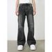 Men's Clothing Denim Vibe Lightning Cracked Black And Gray Jeans Cleanfit Flared Slim Pants_mkmklike.com