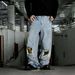 Men's Patchwork Distressed Jeans - American Vintage Wide-Leg Denim Pants With Removable Patches_mkmklike.com
