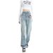 2024 Fall/Winter New Vintage Light-Colored Straight-Leg Jeans For Women, Loose Fit, Draped, Petite-Friendly,_mkmklike.com
