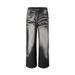 Color-Block Denim Straight-Leg Pants Men's Niche Design Pleated Vintage Washed Wide-Leg Casual Trousers Street Fashion_mkmklike.com