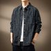 Men's Clothing Retro Jacquard Denim Shirt Loose Large Size Striped Washed Jacket Coat_mkmklike.com