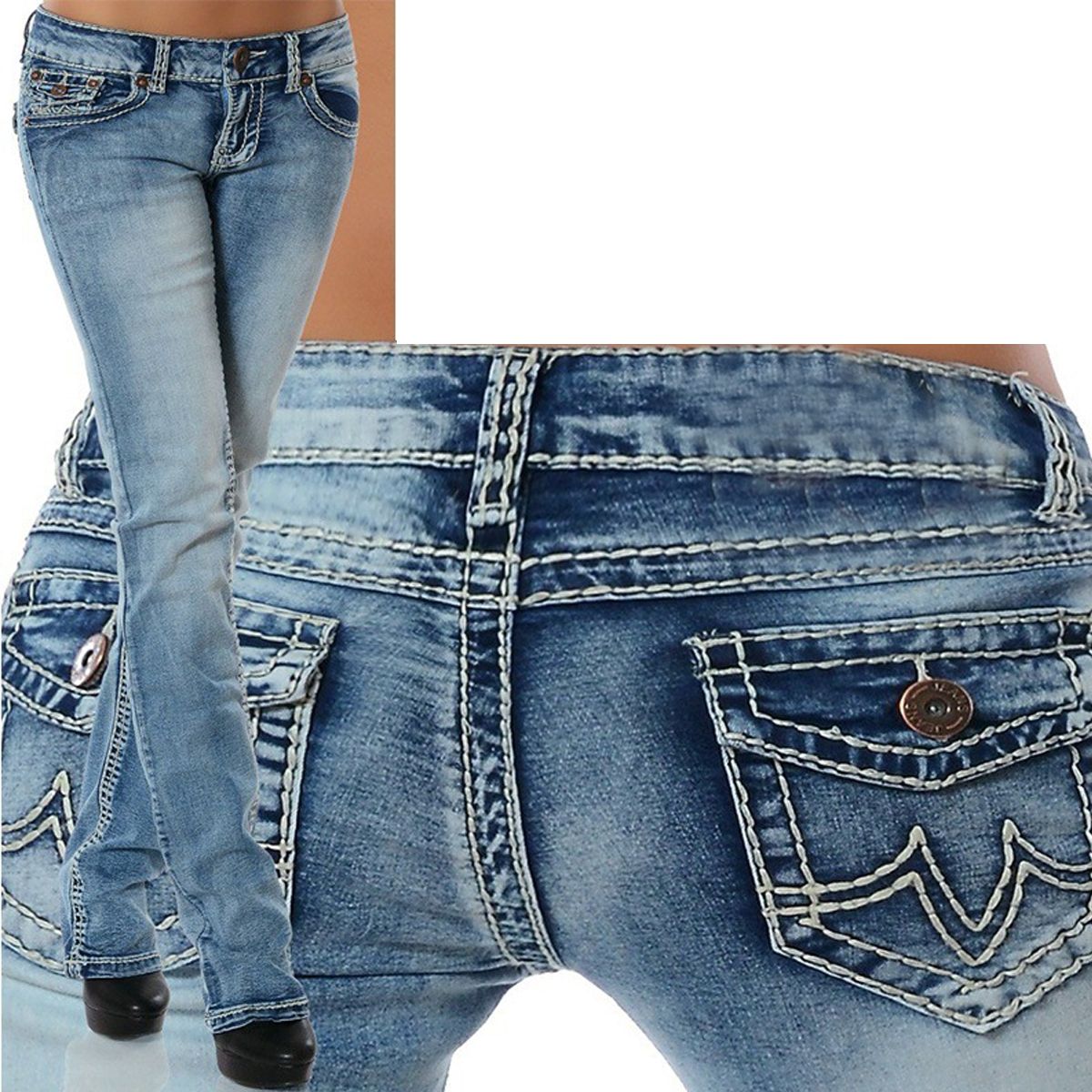 Women's Retro Y2K Style Mid-Low Waist Embroidered Straight Leg Jeans Fashionable Slim Fit Jeans_mkmklike.com