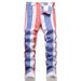 Men's Clothing Fashion Personalized Digital Printing Color Stripe Stretch Denim Trousers_mkmklike.com