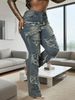Plus-Size Vintage Flare Jeans – High-Waisted, Distressed & Patchwork For Women_mkmklike.com