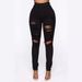 New Black And White Stretch Ripped Jeans Women's Small Leg Pants_mkmklike.com