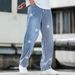 Men's Five-Pointed Star Denim Straight Leg Pants American Fashion Wide Leg Street Style Spring New_mkmklike.com