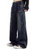 Retro Blue Washed Jeans Boys Autumn And Winter New American Ruffian Handsome Trendy Brand Vibe Loose Straight Pants Men_mkmklike.com