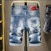 Men's Clothing 2024 Summer Street Trousers, Heavy-duty Washed Hole Patch Patches, Sprinkled Paint Spots, Denim Mid-length Trousers For Men_mkmklike.com