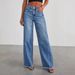 Women's High-Waisted Flared Jeans - Vintage Washed Denim With Raw Hem & Side Seam Detail (Black, Dark Blue)_mkmklike.com