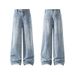 Men's American Deconstructed Denim | Curved Hem Straight-Leg Jeans | Oversized Washed Trousers | 90s Vintage Baggy Pants For Streetwear_mkmklike.com