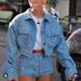 Women's internet celebrity denim sequined jacket short coat suit_mkmklike.com