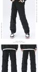 Men's Black Distressed Jeans – Relaxed Straight-Leg Ripped Denim Pants With Raw Hem For Streetwear & Urban Style (Sizes S-3XL)_mkmklike.com