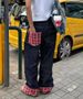 Men's Plaid Patchwork Rolled Hem Jeans - Relaxed Fit Straight Leg Trousers For Casual & Streetwear_mkmklike.com