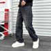 Men's Clothing Jeans for boys, cool and stylish brand, loose jacquard high street straight pants, plaid casual black denim trousers_mkmklike.com