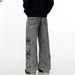 Men's Clothing Retro Distressed Grey Multi Pocket Design Jeans Trendy Loose Straight Trousers_mkmklike.com