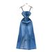 Women's Clothing Light Mature Style Niche High End Single Breasted Suspender Waist Denim Dress_mkmklike.com