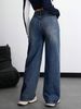 New Women's High-Waisted Wide Leg Jeans Loose Fit Straight Leg Slimming Fashionable Versatile Washed_mkmklike.com