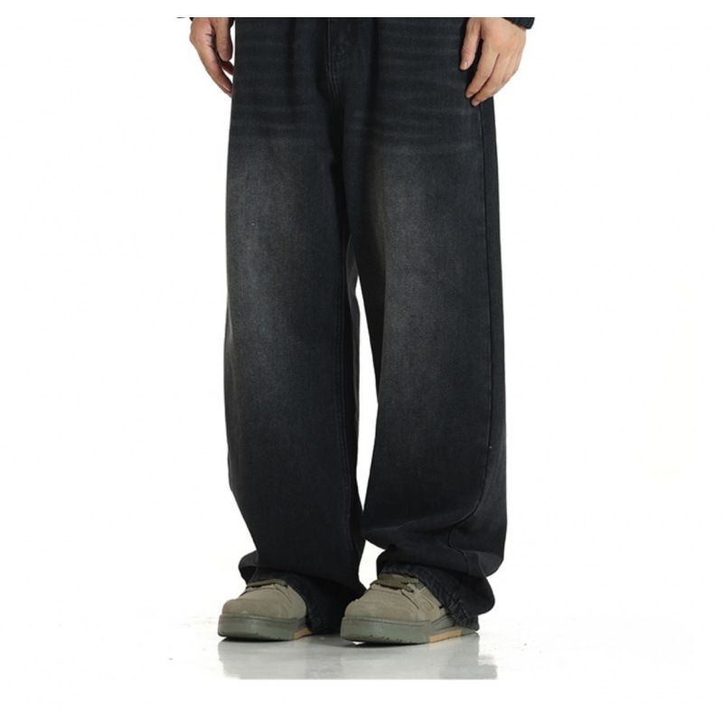 Vintage Washed Distressed Denim Jeans For Men | 90s Grunge Baggy Pants | High-Street Oversized Streetwear & Retro Aesthetic_mkmklike.com