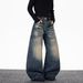 "Graffiti-Stitch Wide-Leg Jeans – Hip-Hop Distressed Denim With Custom Lettering (S-3XL, Vintage Blue/Black)"_mkmklike.com
