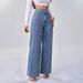 Women's High-Waisted Casual Wide Leg Jeans Blue Wide Leg Pants Cross Border E-Commerce Bestseller_mkmklike.com