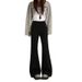 Black Fleece-lined Flared Jeans For Women, 2025 Autumn And Winter New Style, High-waisted, Loose, Stretchy, Plus-size,_mkmklike.com