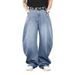 Cross Border American High Street Retro Street Fashion Black Loose Wide Leg Straight Casual Jeans_mkmklike.com