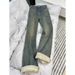 Fleece-Lined Vintage Straight Leg Jeans For Women – High Waist Stretchy Flared Bootcut With Slimming Fit_mkmklike.com