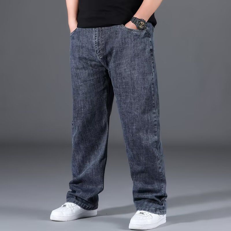 Men's Relaxed Fit Stretch Denim Jeans For Big And Tall | Comfortable Straight Leg Loose Fit Trousers_mkmklike.com