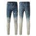 American Retro Gradual Change Men's Jeans Men's Tie-dye Hole Slim Elastic Boys Jeans 1349_mkmklike.com