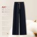 Black Straight Leg Jeans For Women - High Waist Stretchy Relaxed Fit Wide Leg Trousers (9 Lengths & 9 Sizes)_mkmklike.com
