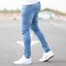 Men's Slim Fit Skinny Jeans High Street European American Ripped Light Blue Large Stock Available From Manufacturer_mkmklike.com