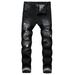Men's Clothing Men's Ripped Straight Leg Slim Fit Non Stretch Jeans Ripped Men's Light Colored Denim Trousers Denim_mkmklike.com