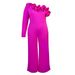 Women's oblique collar ruffle jumpsuit Commuter style high waist casual tights Jumpsuit_mkmklike.com