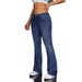 Stretch Flare Jeans For Women - Slim Fit Denim Pants With Comfortable Elastic Waist, Classic Blue, Versatile & Stylish_mkmklike.com