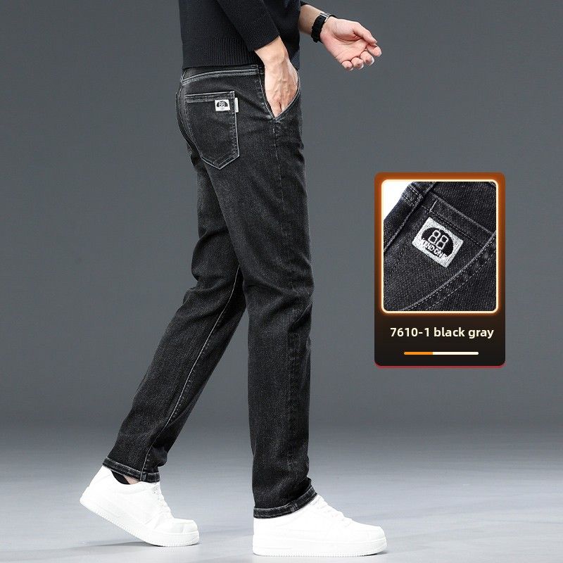 Men's Jeans Slim-fit Straight Casual Elastic Pants Men's_mkmklike.com