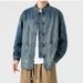 Cowboy Jacket Men's Loose Casual Retro Multi Pocket Workwear Denim Jacket Men_mkmklike.com