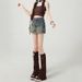 American Retro Summer Denim Shorts Women's 2026 New Summer Thin High Waist A Word Spice Culottes Hot Pants_mkmklike.com