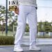 plus Size Men's Casual Loose Fit Jeans Breathable White Straight Leg Pants Simple Stylish European American Design_mkmklike.com