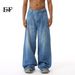 EF Denim | New Product, Blue Hong Kong Style Retro Trend Straight Loose Casual Pants Jeans For Men And Women_mkmklike.com