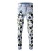 Men's Clothing Ripped With Green Star Slim Fit Distressed Jeans With Green Star Patches - High Street Fashion, Stretch Denim, Comfortable & Stylish_mkmklike.com