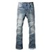 Street Tide Fashion Micro-pull Pants Men's Micro-pull Jeans Men's Light Blue Men's Jeans Micro-pull Men's Pants Flared Pants_mkmklike.com