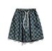 Men's Vintage Checkered Denim Shorts - Oversized Retro Streetwear Cargo Shorts With Loose Fit (Sizes S-3xl)_mkmklike.com