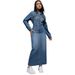 Women’s Relaxed Denim Dress – Lapel Button Front & Side Slit Casual Maxi Dress (S-2XL)_mkmklike.com