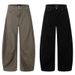 Men's Streetwear Vintage Loose Fit Cargo Pants - Washed Denim Wide Leg Pants With Wrinkle Design, Black & Coffee (S-XXL)_mkmklike.com
