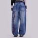 Cross-border Women's Clothing, American-style Y2K Spicy Girl Embroidered Design Jeans, Loose-fitting Floor-length Pants,_mkmklike.com