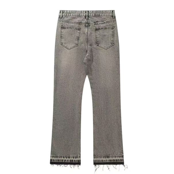 Men's Clothing Cross Border Supply, 507 Style Washed Denim Jeans With Tassel Cuffs And A Slightly Flared Hem, Retro High Street Vibe Style Trousers._mkmklike.com